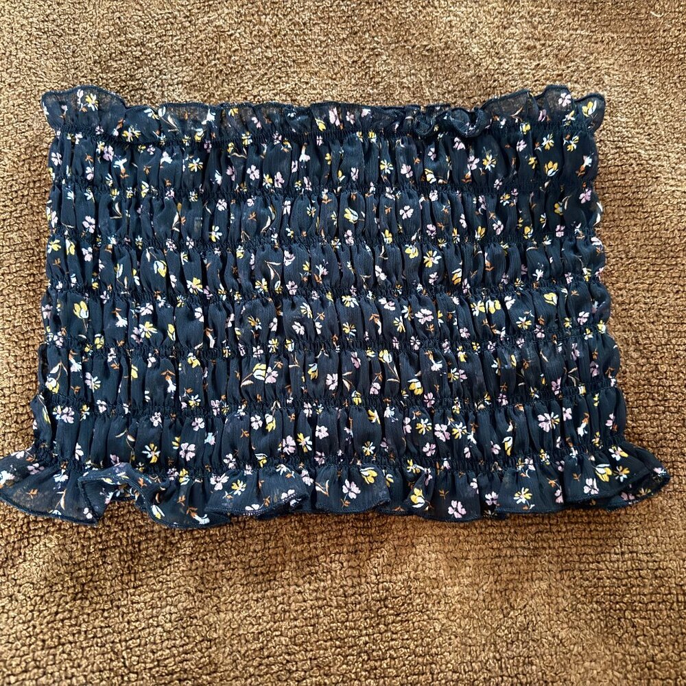 EUC Wild Fable Floral Sheer, Smocked Tube Top